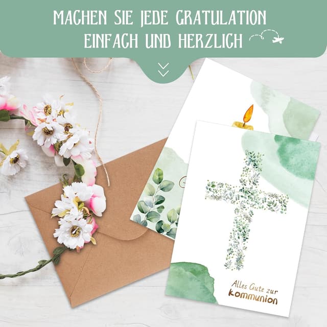 Detalle 1 de Kommunionskarten-Set Eukalyptus 12-teilig A6