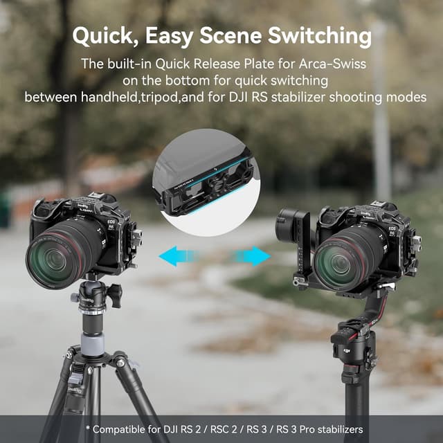 Detalle de SmallRig Camera Cage 4161 für Canon EOS R6 Mark III/R6 Mark II – Black Mamba Bionic Design mit Schnellwechselplatte, QD und Arca-kompatibler Basis