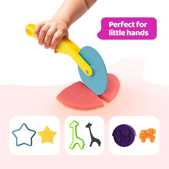 Detalle de Dough Tools for Kids 46-Piece Playdough Accessories Set (Molds, Cutters, Roller, DoughMat & Storage Bag)