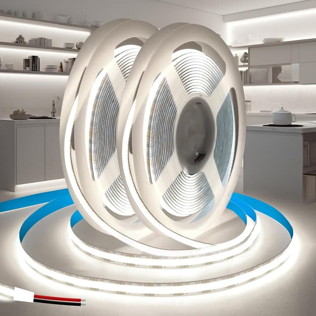 Detalle de KSIBNW 12V COB LED Strip 10m (2x5m) Cool White 6000K, CRI90+ dotless tape strip (No power supply)