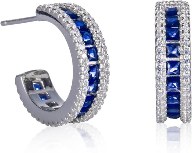 Thumbnail 6 de Namana Boucles d’oreilles créoles en argent sterling 925 avec zircons de couleur