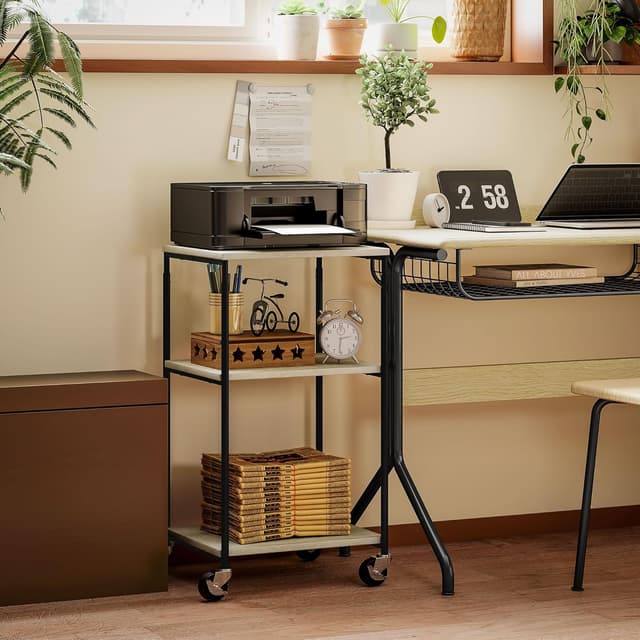 Detalle 2 de HOMCOM Support d'imprimante à 3 niveaux 72,5/81,5 cm