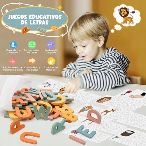 Detalle de Tosekry Juguetes Montessori 52 letras