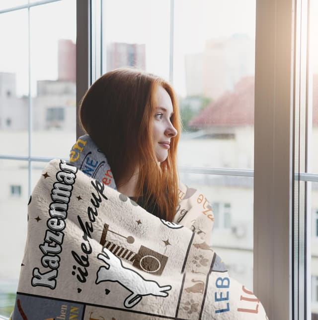 Detalle de Jinmaple Geschenk für Katzenliebhaber: Katzenmama-Fleece-Decke 150 x 130 cm