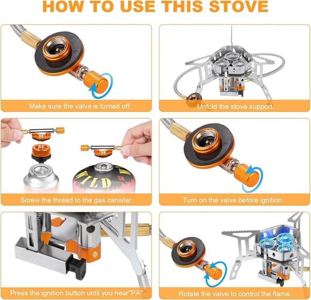 Detalle 2 de Adiwo Camping Gas Stove windproof backpacking burner (up to 6800W, foldable rocket stove)