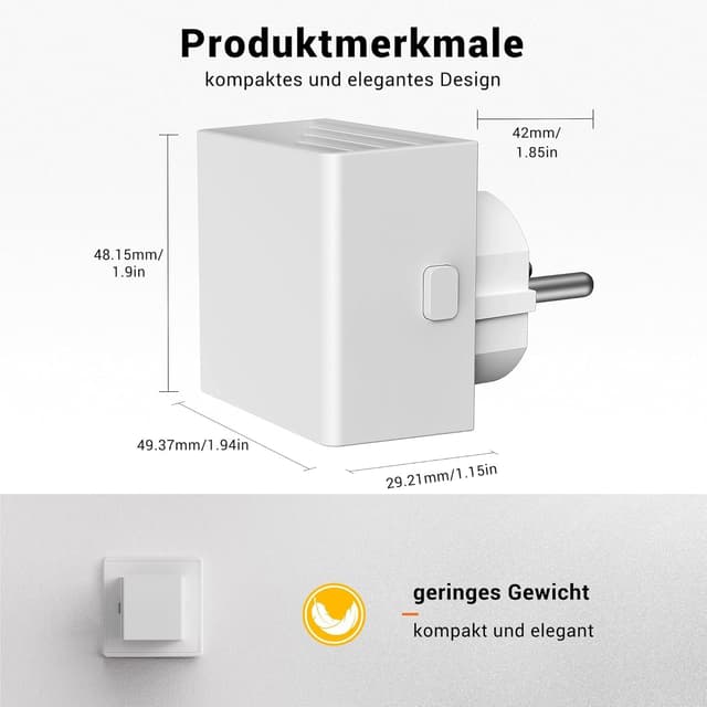 Detalle de Emeritpro Nachtlicht-Steckdose mit Dämmerungssensor (3000K, dimmbar), 4er-Set, 1W