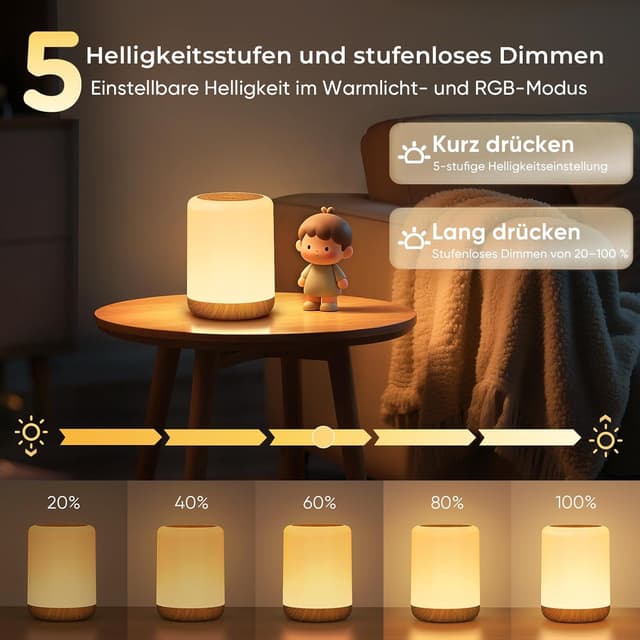 Thumbnail 2 de VIWAVE Nachttischlampe Touch Dimmbar