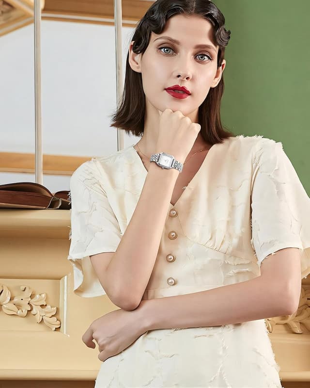 Detalle de CIVO Armbanduhr Damen Klein Analog – quadratisches Edelstahl-Design, wasserdicht (3ATM)