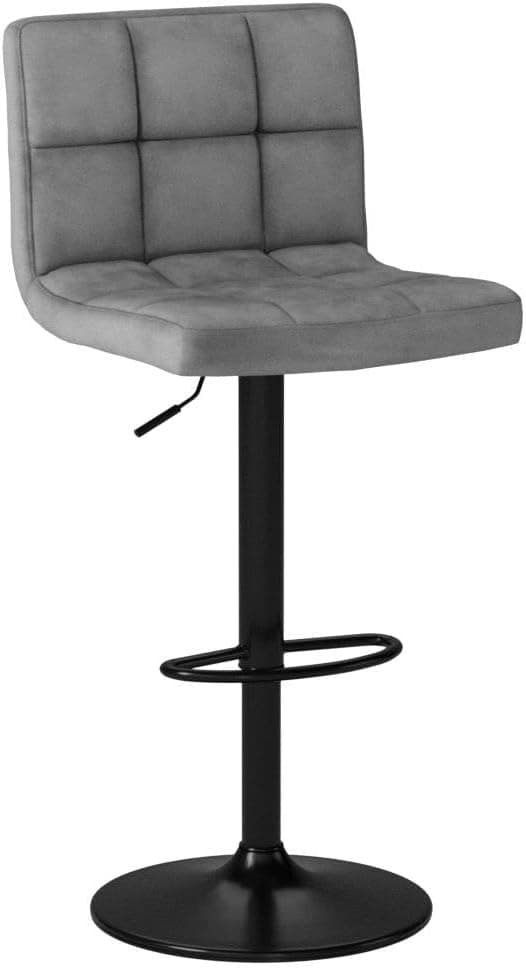 Detalle de Songmics Sgabelli da Bar da Cucina, set di 2 con velluto, altezza regolabile, schienale e poggiapiedi, grigio scuro