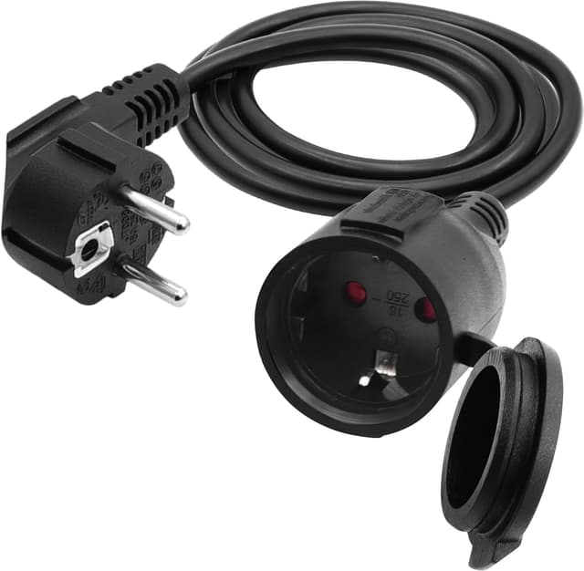 Detalle de LANMINGLEL Outdoor-Verlängerungskabel 90 Grad Schuko, 3x1,5 mm², IP44, 2 m