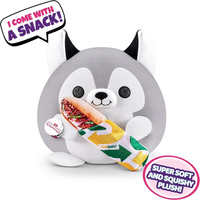Detalle 2 de Snackles Super Sized 35 cm Husky (Subway) plush by ZURU Cuddly Squishy Comfort