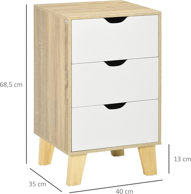 Thumbnail 2 de HOMCOM Cómoda 3 Cajones 40x35x68,5 cm