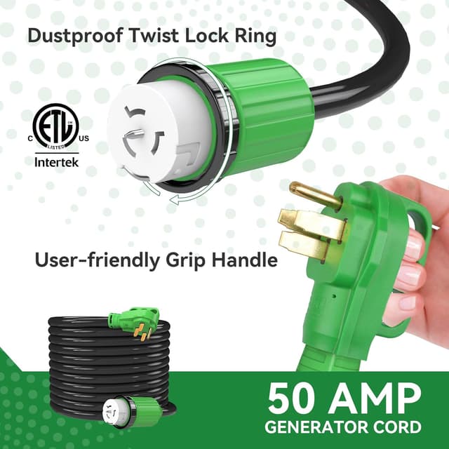 Thumbnail 3 de RVINGPRO 50 Amp Generator Cord 30FT with Inlet Box 🔌