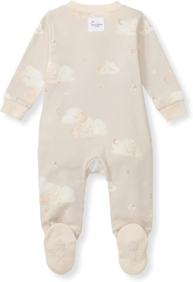 Detalle de Burt’s Bees Baby Boys Sleep and Play PJs – 100% Organic Cotton Zip Front One-Piece Romper