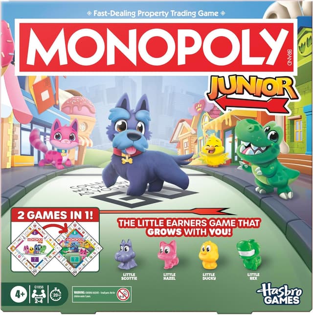 Detalle de Monopoly Junior Board Game (2026 Edition) — 2 Games in 1 with Double-Sided Board | Ages 4+