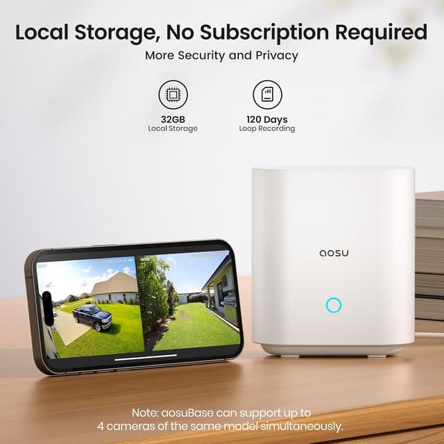 Detalle de Aosu WirelessCam Pro 2-Cam Kit True 2K HD Wireless Outdoor Security System