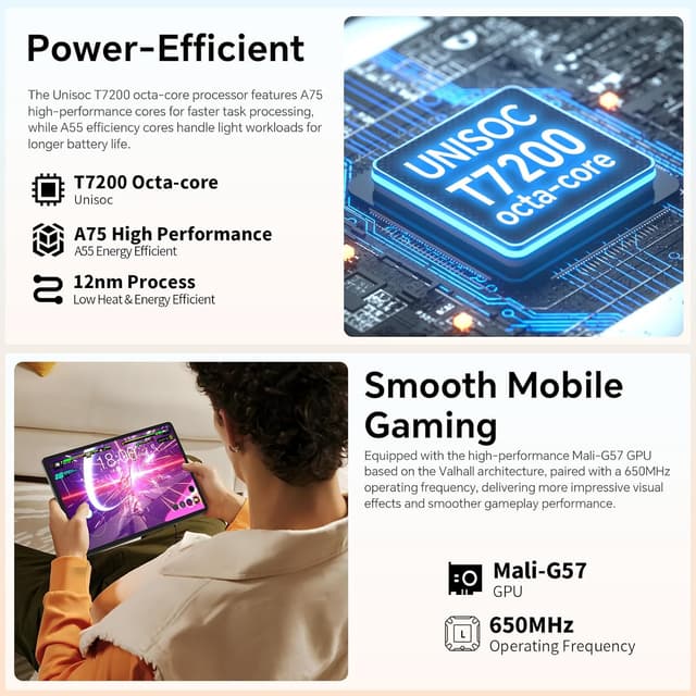 Detalle de TECLAST P50T 11-inch Android 16 tablet with 90Hz IPS, 12GB RAM/128GB and 5G Wi‑Fi