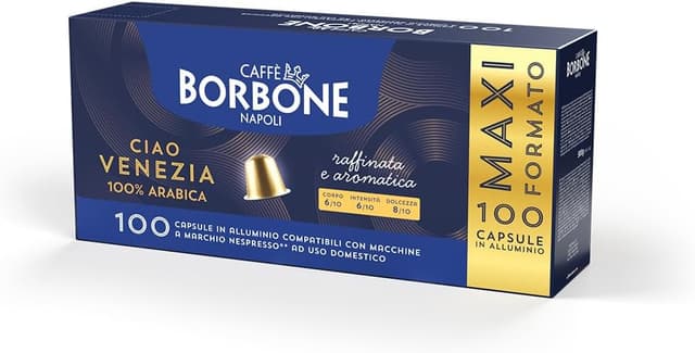 Detalle de Caffè Borbone Miscela Ciao Venezia – 100 capsule in alluminio (10 confezioni da 10), compatibili Nespresso*