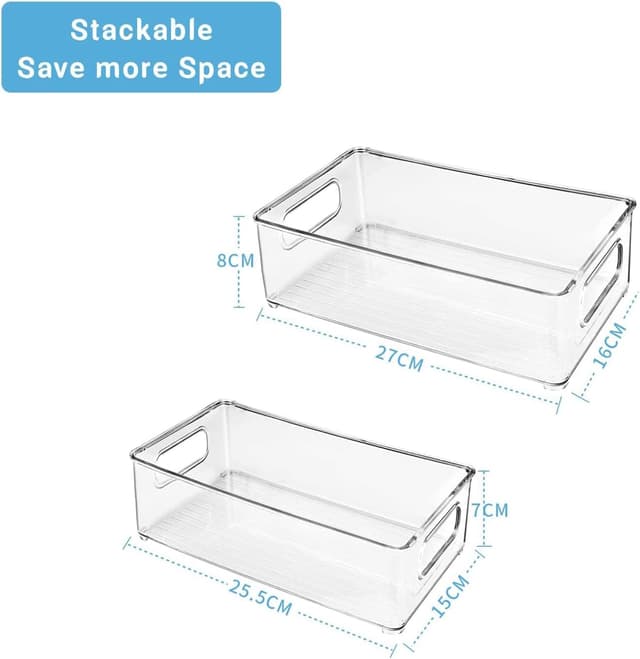Detalle de Diwoker Kühlschrank Organizer stapelbar – 4er Set transparente Aufbewahrungsboxen für Küche & Vorrat
