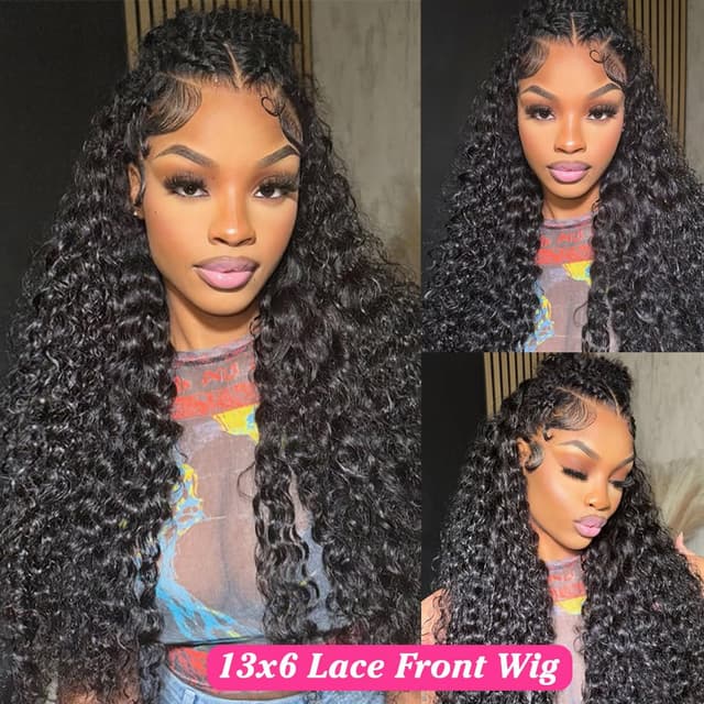 Detalle 2 de NUEAHWO Water Wave Lace Front Wig 13x6