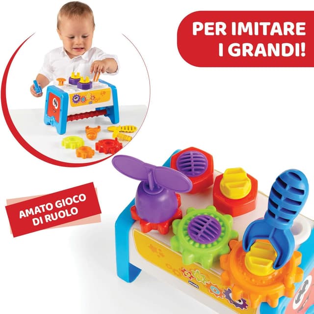 Detalle de Chicco Cassetta degli Attrezzi 2 in 1 – Banco da lavoro per bambini con 15 pezzi e gioco STEM