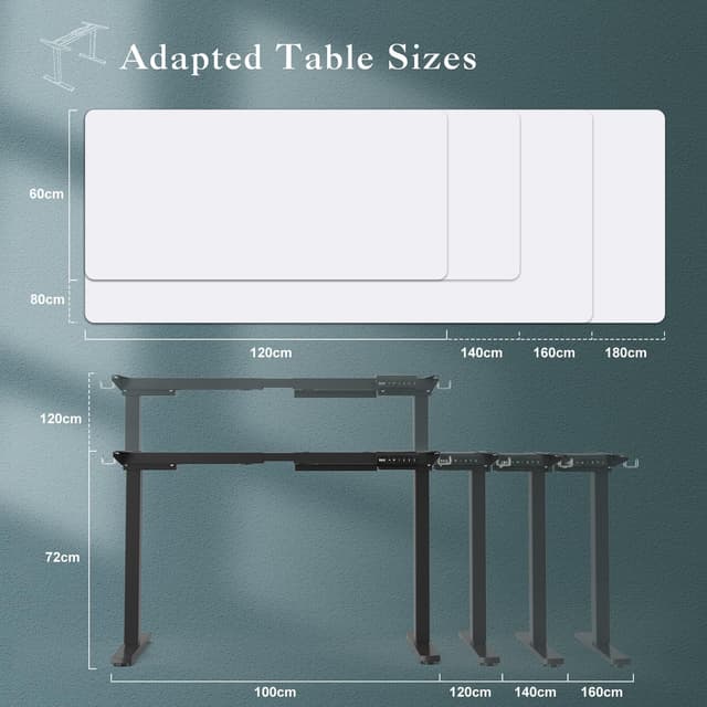 Detalle 2 de JUMMICO Dual-Motor Tischgestell höhenverstellbar mit USB & Kabelwanne (Schwarz) – elektrisch, auf Rollen