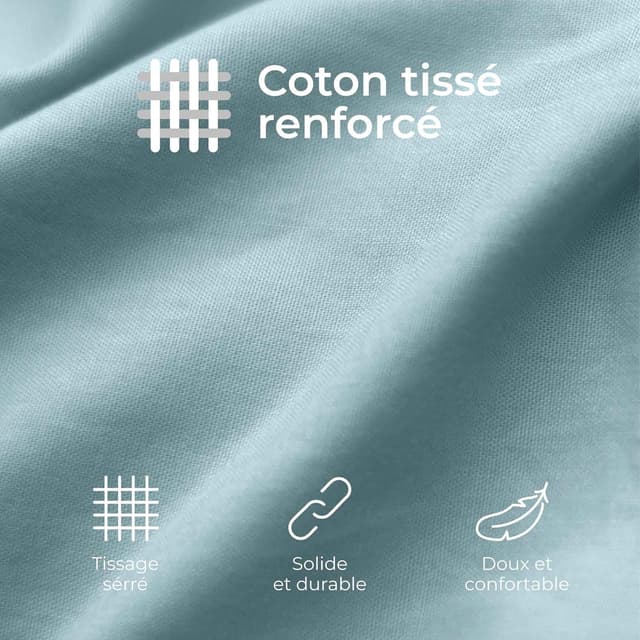 Detalle de Dreamzie Taie d’oreiller 40x60 en coton renforcé (set de 2) – Bleu clair, tissage serré