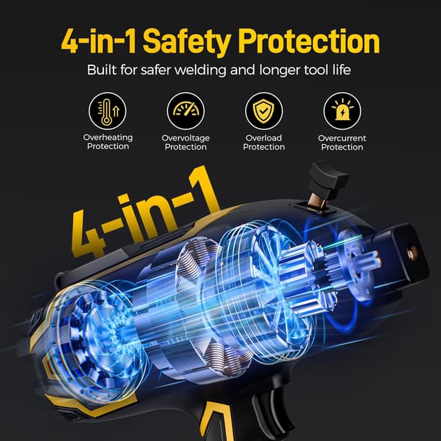Detalle de Portable Handheld Welder 110V (20-120A) IGBT Inverter with Auto-Darkening Goggles, 8FT Copper Ground Cable