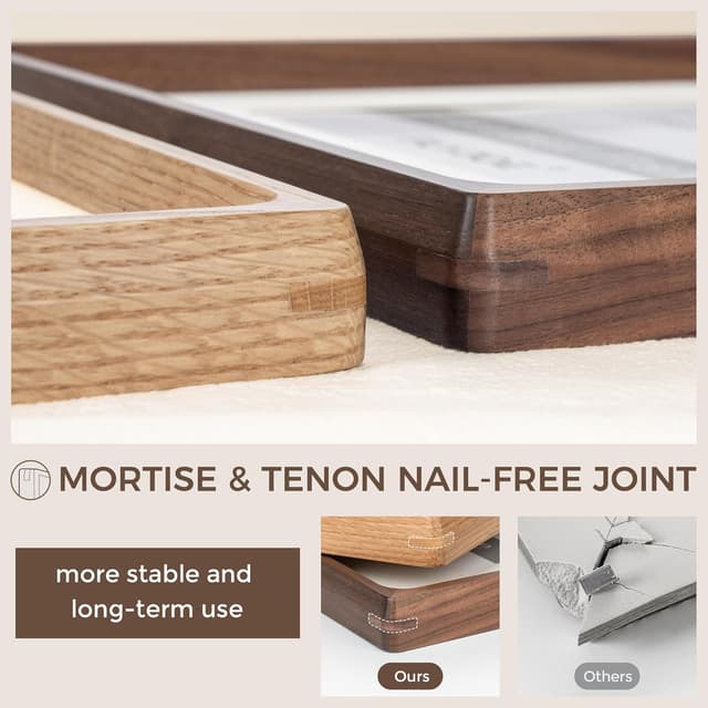 Detalle de 8x10 Picture Frame in Natural Walnut Wood with Tempered Glass (Handcrafted Rounded Corners)