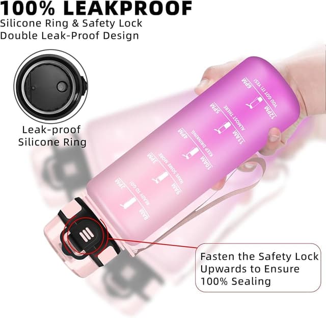 Thumbnail 4 de Botella de Agua 1L con Marca de Tiempo 🚰 Para Gimnasio y Camping