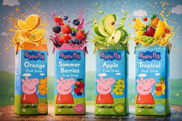Detalle 2 de Peppa Pig Orange Fruchtsaft im Tetrapak (3×200 ml) mit Strohhalm, ohne Zuckerzusatz