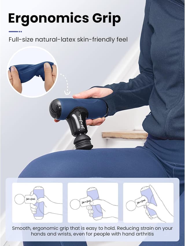 Detalle de BOB AND BRAD Q2 Mini Massage Gun (Deep Tissue Percussion Massager) – 5 Speeds, 40 dB Quiet, USB-C Charging