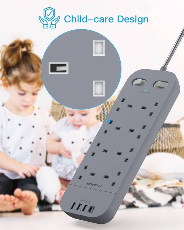 Thumbnail 5 de HANYCONY 8 Way Extension Lead with USB Ports