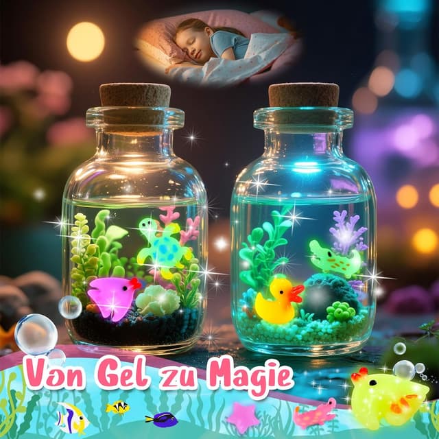 Detalle de Magic Aqua Gelz Set Bastelset für Kinder ab 5 Jahren – Wasser-Elf-Kit mit Formen, Farbgele und magischem Pulver