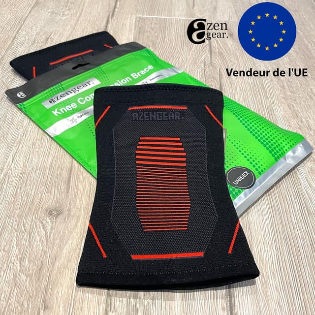 Detalle de aZengear Genouillère Sport de Compression (x2) – soutien pour douleurs articulaires et reprise du sport (taille M)
