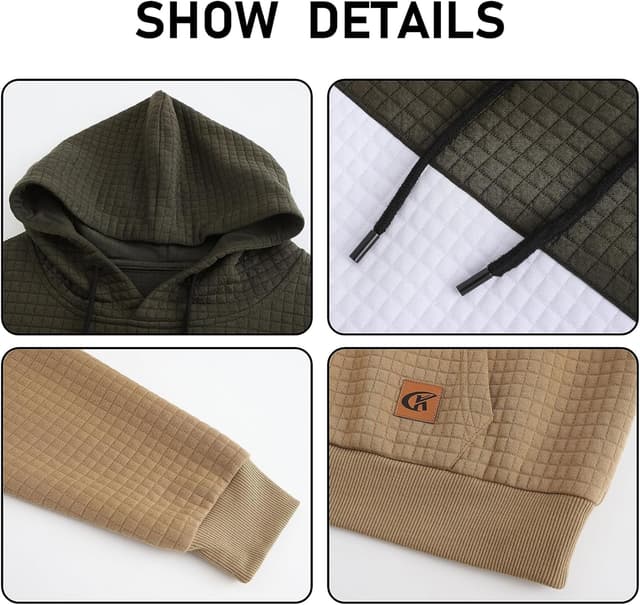 Detalle de YuKaiChen Herren Patchwork Hoodie Pullover mit Kapuze, Langarm Jacquard Farbblock und Taschen