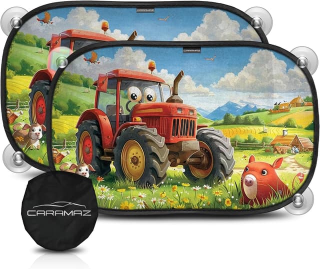 Detalle de CARAMAZ Sonnenschutz Auto Baby Opti-Dark „GSM100+“ mit UV-Schutz, Reach-zertifiziert – 2er Set mit Saugnapf (51×31 cm)