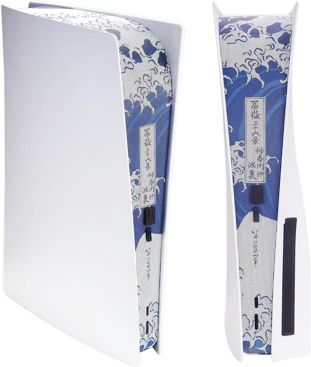 Detalle de playvital Dust Filter and Port Plug Set for PS5 Disc & Digital Console (Great Wave Off Kanagawa) – anti-dust kit