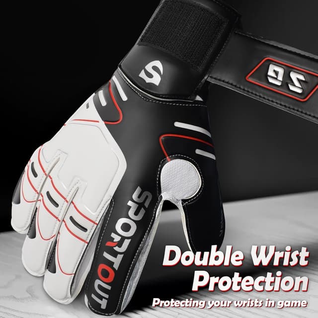 Detalle 1 de Sportout Youth & Adult Goalie Goalkeeper Gloves with Strong Grip, Finger Protection & Double Wrist Support
