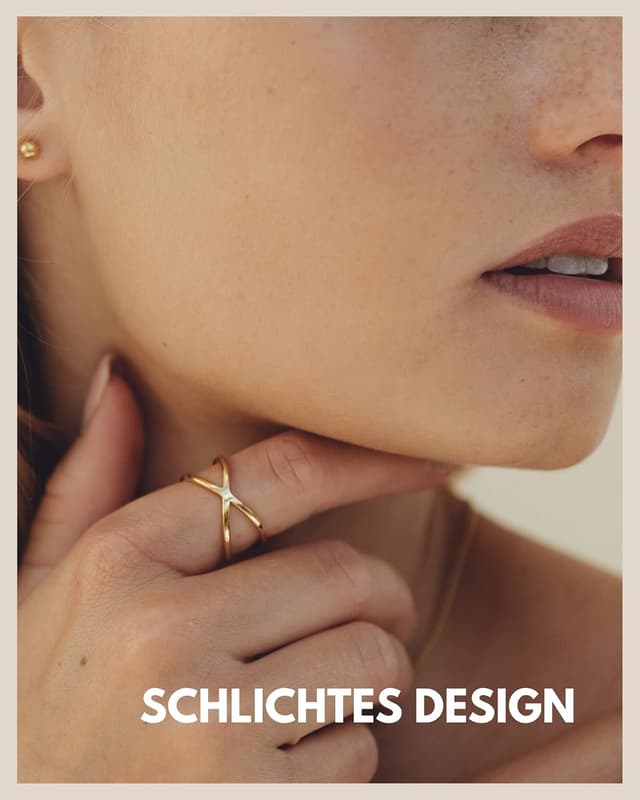 Detalle 2 de GD GOOD.designs verstellbarer X-Ring für Damen aus Edelstahl, silberfarben mit 18-Karat-Gold-Rosegold-Optik – inkl. Geschenkbox