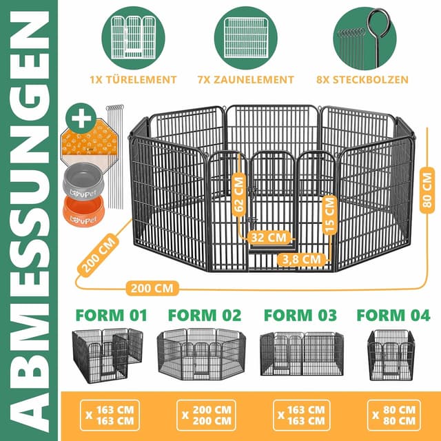 Thumbnail 6 de LovPet Welpenlaufstall Hundelaufstall XXL 8x80x80 cm
