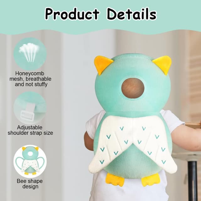 Detalle de Vicloon Coussin de protection de la tête pour bébé (4 à 24 mois) avec genouillères en harnais ajustable