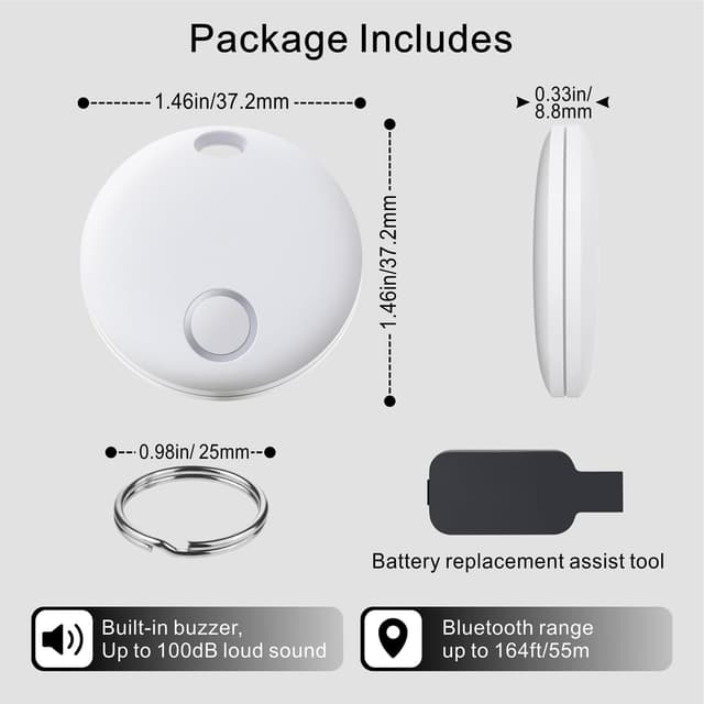 Detalle de Bestray Tracker Smart Tag Pro Bestray, compatible Apple Find My (iOS uniquement) – localisateur pour clés et bagages, étanche IP67