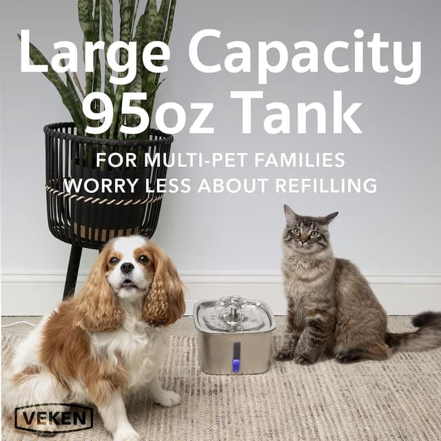 Thumbnail 2 de Veken Stainless Steel Pet Fountain 2.8L