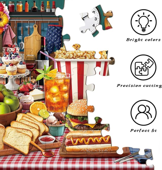 Thumbnail 3 de HUADADA 1000 Piece Food Feast Puzzle