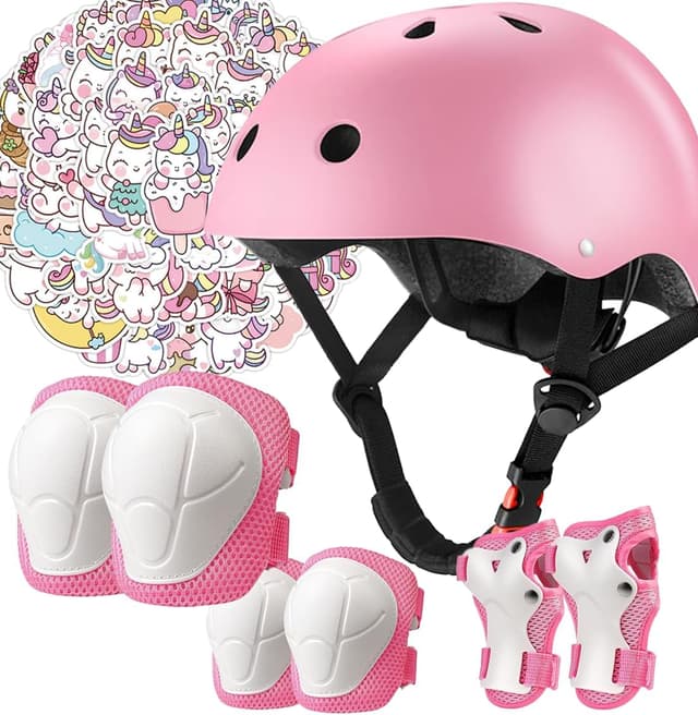 Detalle de Kids Bike Helmet Set (CPSC Certified) with Knee, Elbow & Wrist Pads — Toddler Adjustable for Ages 2–8