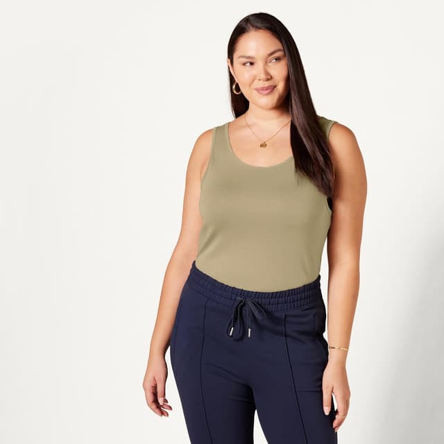 Detalle de Amazon Essentials Femme Débardeur coupe ajustée côtelé en coton modal