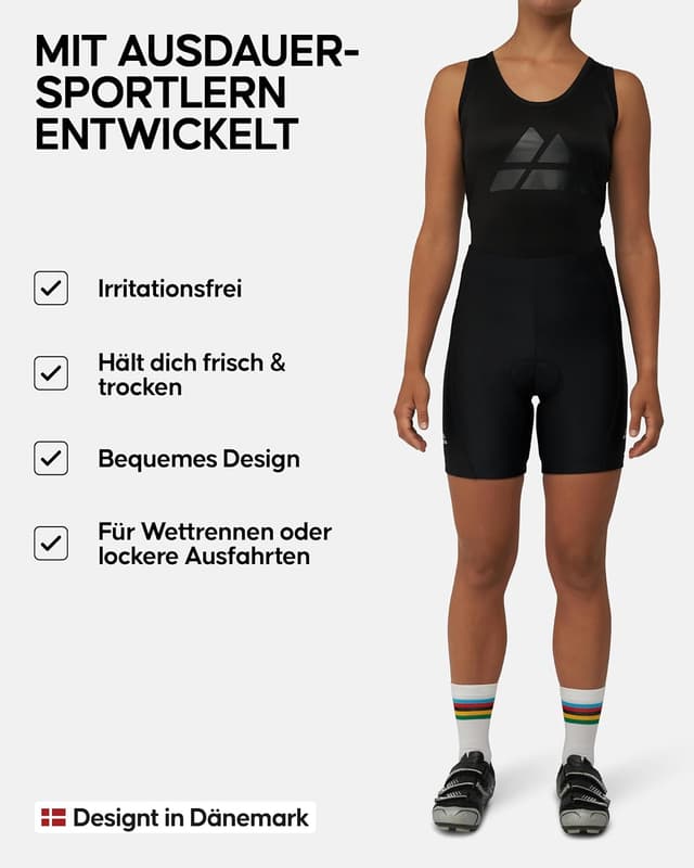 Detalle 1 de DANISH ENDURANCE Kurze Radlerhose für Damen mit 4D Sitzpolster und High-Waist-Schnitt