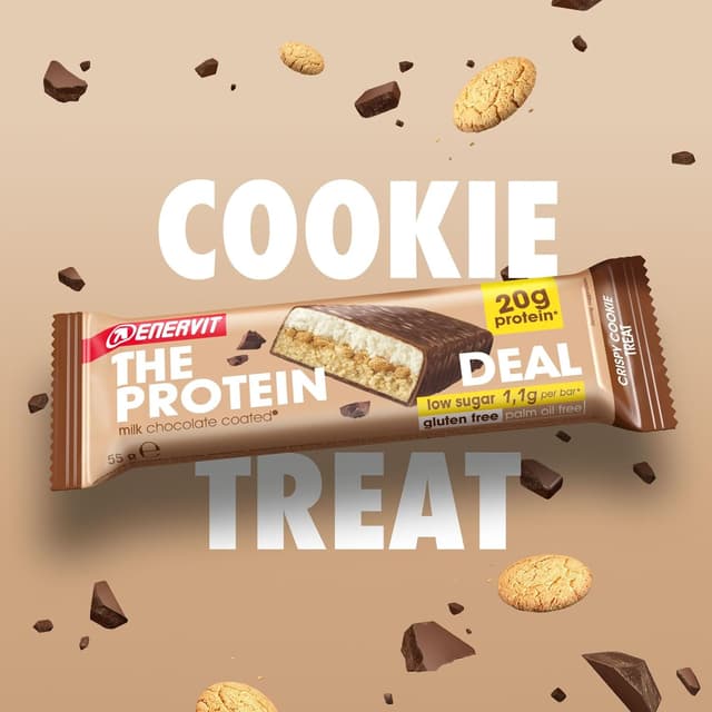 Detalle de Enervit The Protein Deal Crispy Cookie Treat – Proteinriegel mit Milchschokoladenüberzug (12 Riegel à 55 g)