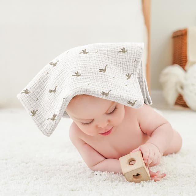 Detalle de Bearmoss Moltontücher Baby-Spucktücher aus 100% Baumwolle, 6er-Set 60x60 cm – Musselin-Material (Weiße Aprikose)